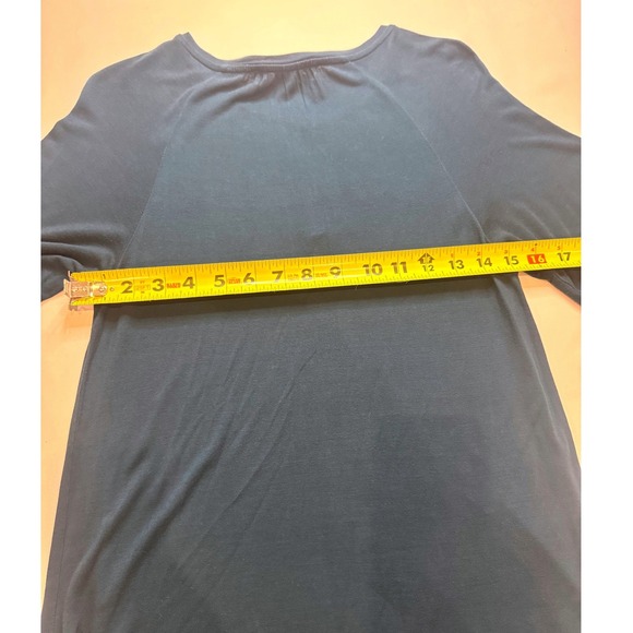 LOFT Tunic Top Women XS Teal Blue Excellent Short Sleeve Keyhole Knit Blouse - Picture 4 of 4